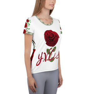 Y.v.G.B Rose Women's Athletic T-shirt by Don's Custom Apparel - Dons Custom Apparel